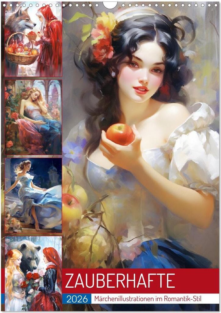 Zauberhafte Märchenillustrationen im Romantik-Stil (Wandkalender 2026 DIN A3 hoch), CALVENDO Monatskalender