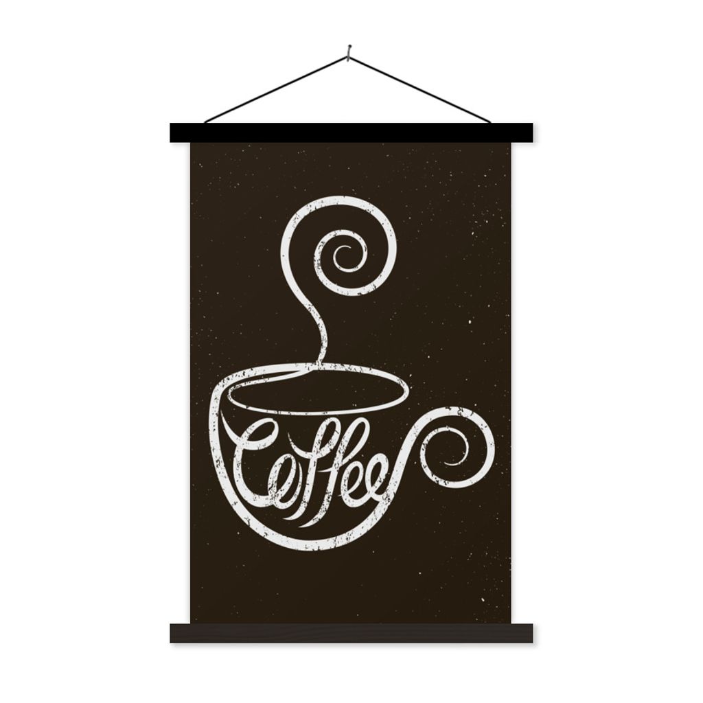 MuchoWow Textilposter Sprichwörter - Kaffee - Zitate - Retro - Kreidetafel 40x60 cm mit schwarzem Rahmen - Wanddekorationen