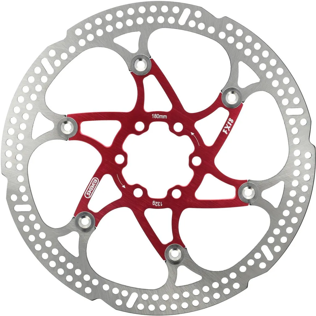 Rotor 180 mm pour freinage VTT Enduro ELVEDEN 6 trous rouge 132G