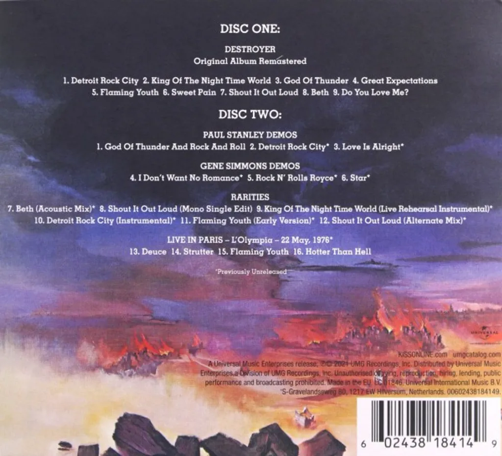 Kiss Destroyer 2xCD - Remasterisation 45 ans - Démos Inédites Rares - 3