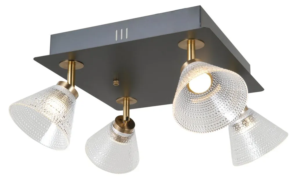 Spot 16W Italux ORELLA WL-34393-4S-BK-HBR Plafonnier Design Noir et Or