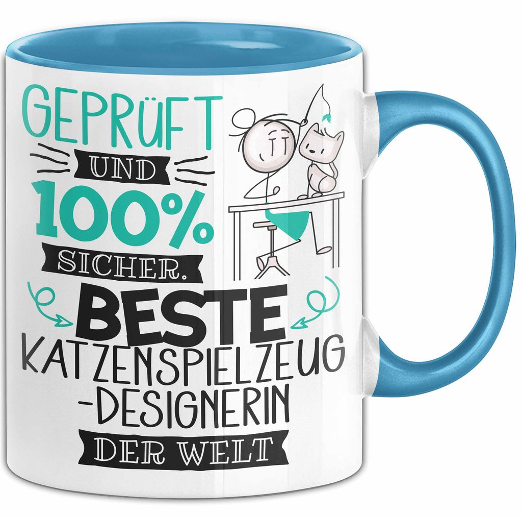 Beste Katzenspielzeug-Designerin Der Welt Tasse Geschenk für Eine Katzenspielzeug-Designerin Und Sicher Geschenkidee Geburtstag Weihnachten (Blau)