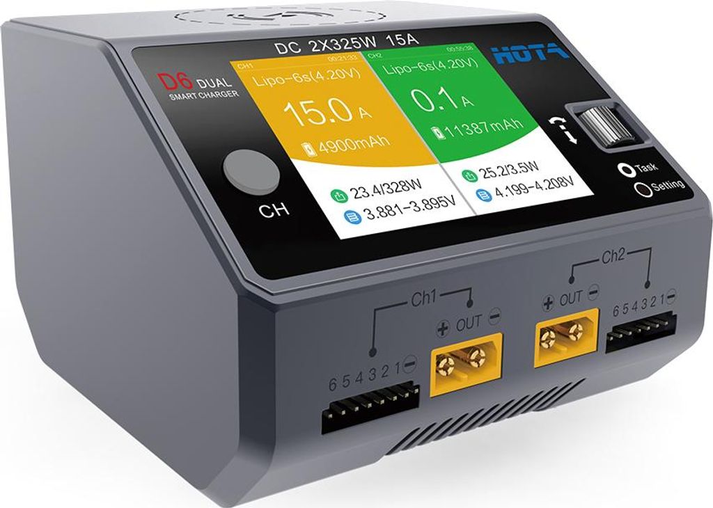 HOTA D6 Dwukanałowa inteligentna ładowarka 2*DC325W 15A do Zdjęcie produktu 