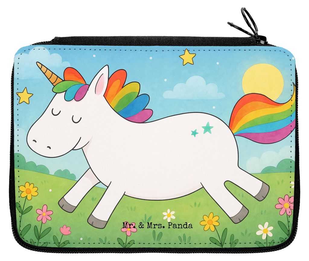 Mr. & Mrs. Panda Federtasche Einhorn Happy Design - Weiß - Geschenk, Unicorn, Spannend, Schlampermäppchen, Schreibmappe, Spaß, Bleistiftetui, La...