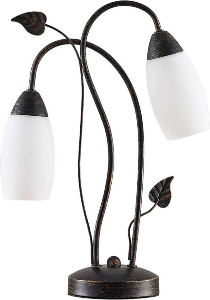 Lindby Tischleuchte Stefania, schwarz/gold, Glas, E14, 40 Produktbild 