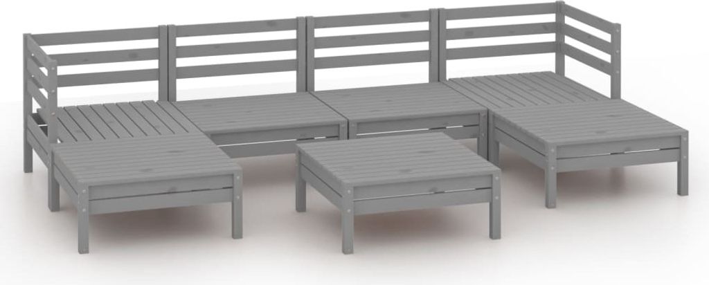 vidaXL 7-tlg. Garten-Lounge-Set Grau Massivholz Kiefer