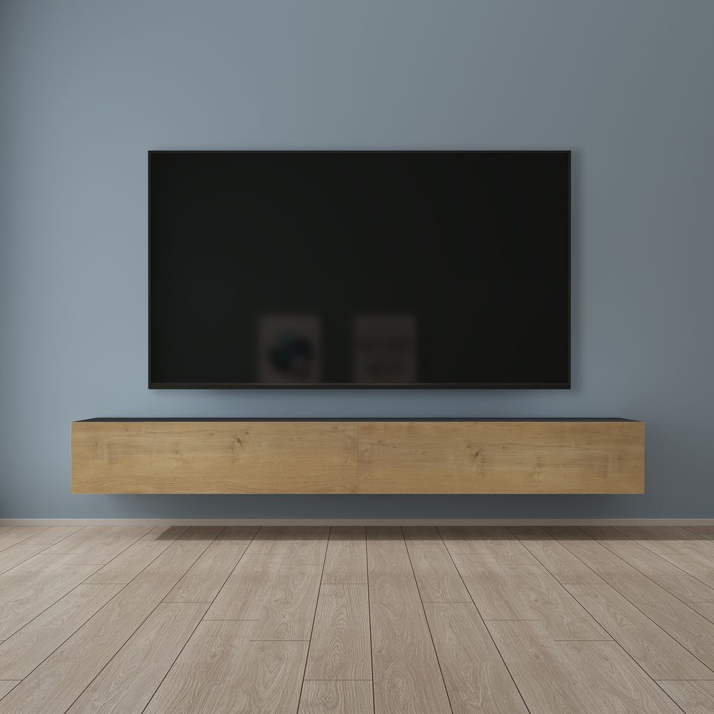 Mai & Mai Fernsehschrank Verdeckter Griff mit Soft-Close Lowboard Hängeschrank für Wohnzimmer in Matt Anthrazit + Kerneiche BTH: 240x40,2x30 cm F...