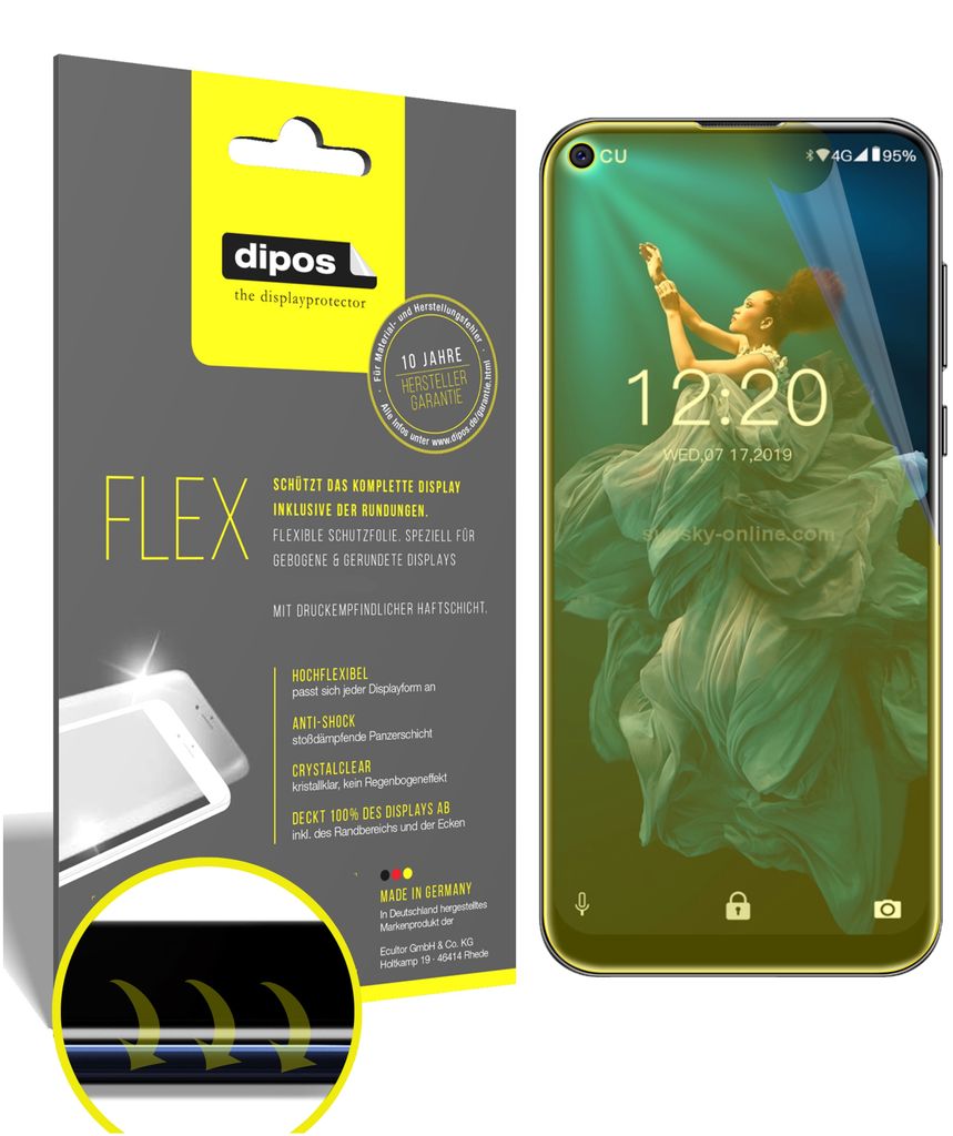 2x Schutzfolie für Oukitel C17 Pro Folie, 100% Displayabdeckung, dipos Flex