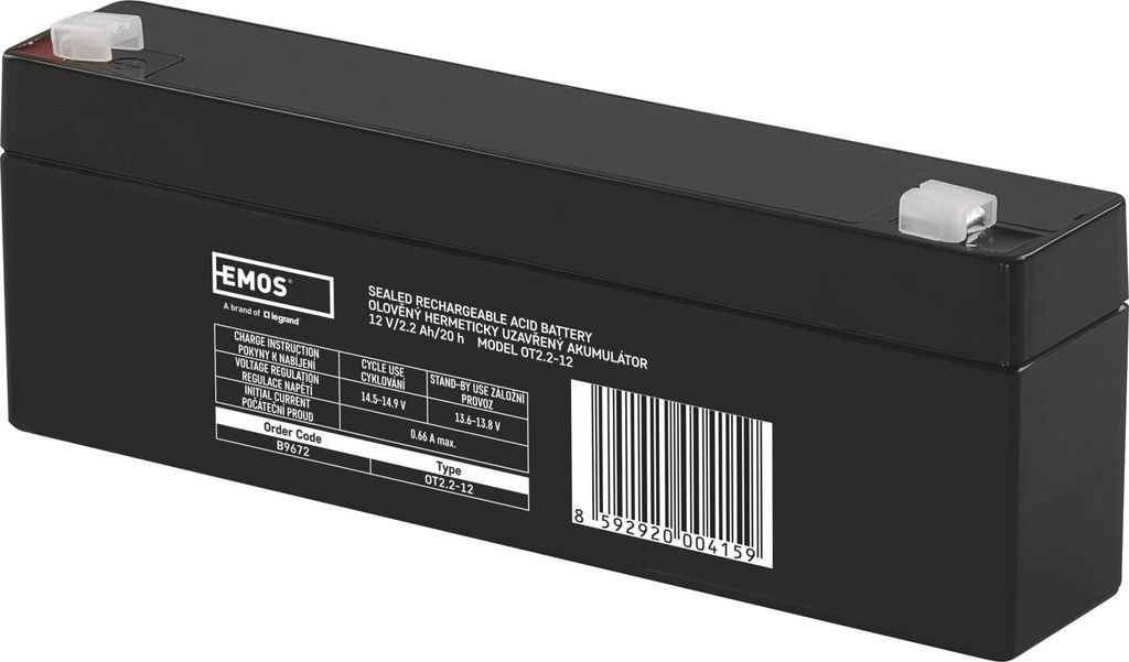 Bezúdržbový olověný akumulátor 12 V/2,2 Ah, faston 4,7 mm