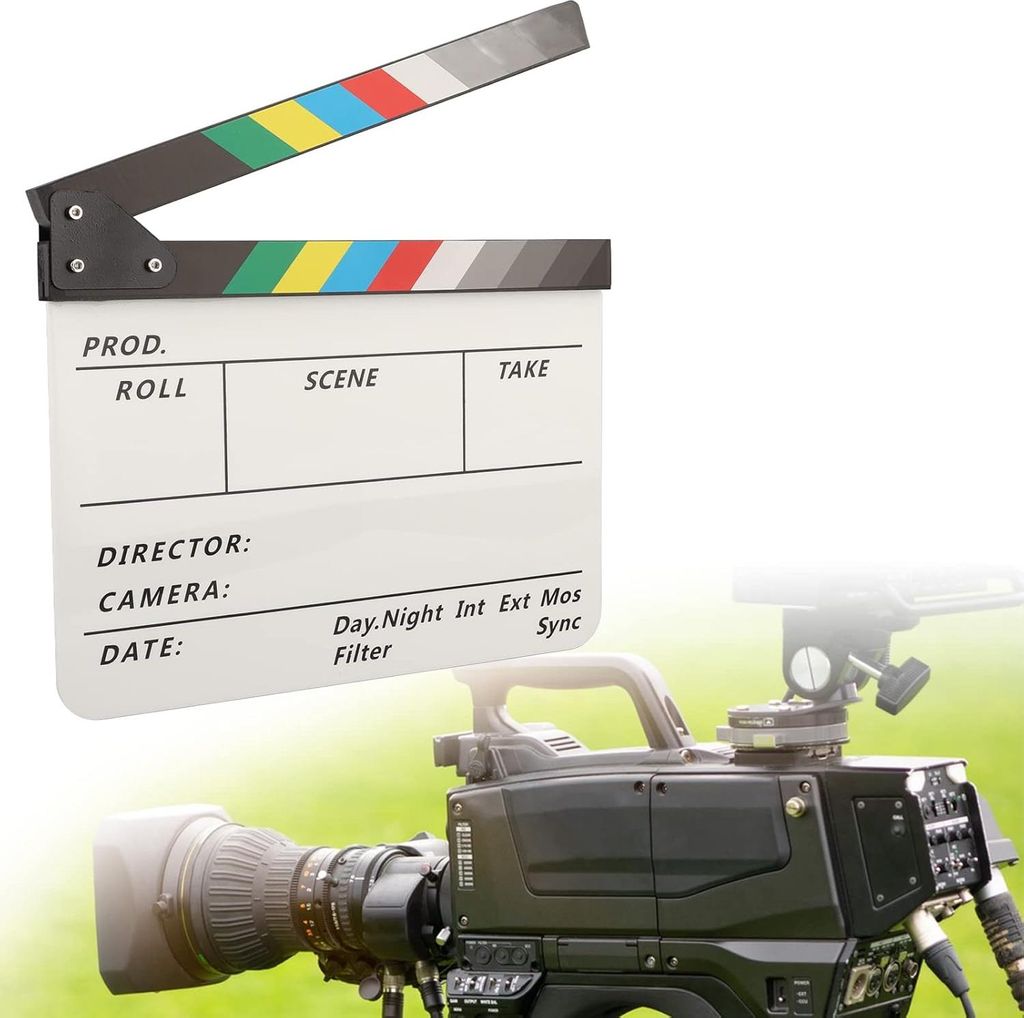 Filmklembord, Filmregisseur, Filmbord mit Stift und Radiergummi, Acryl-Klemmbrett für Fotostudio