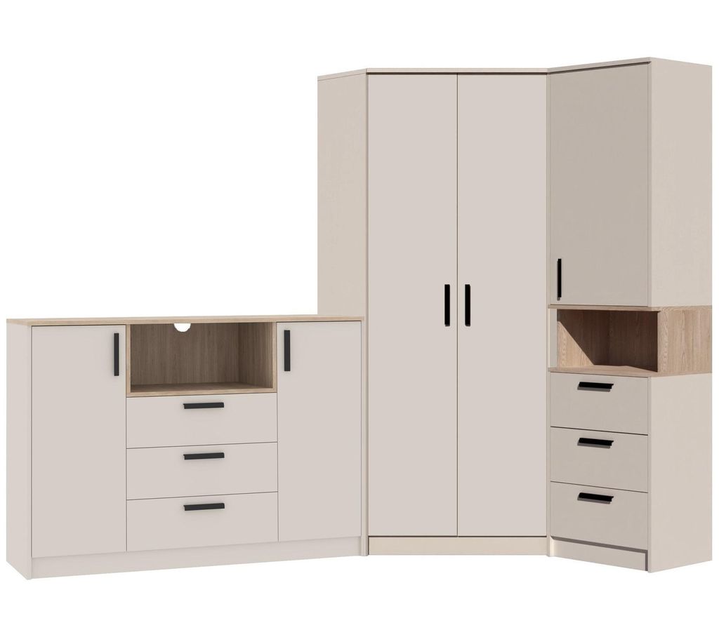 Marmex Möbel - Grant 38 Set - Eckschrank Regal Kommode Cashmere