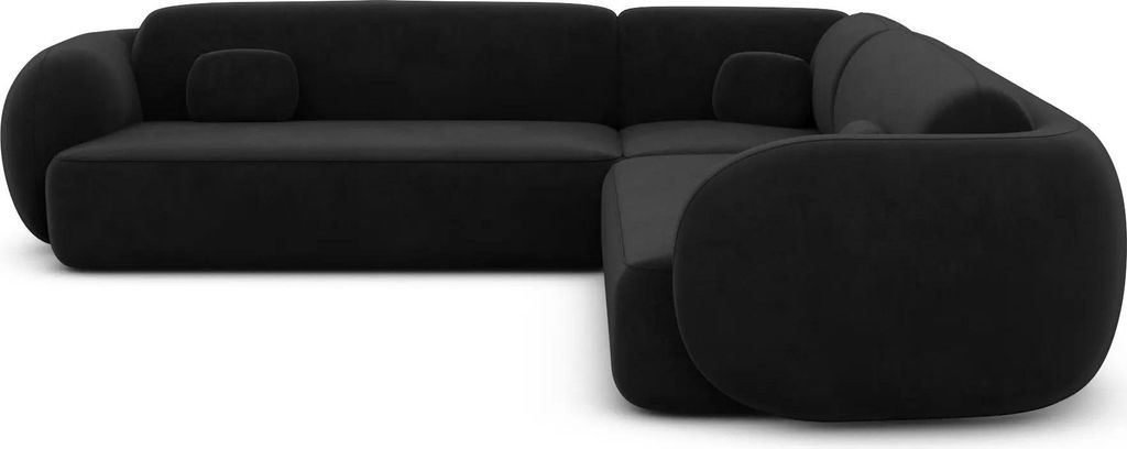 Samtstoff Ecksofa Mira Schwarz