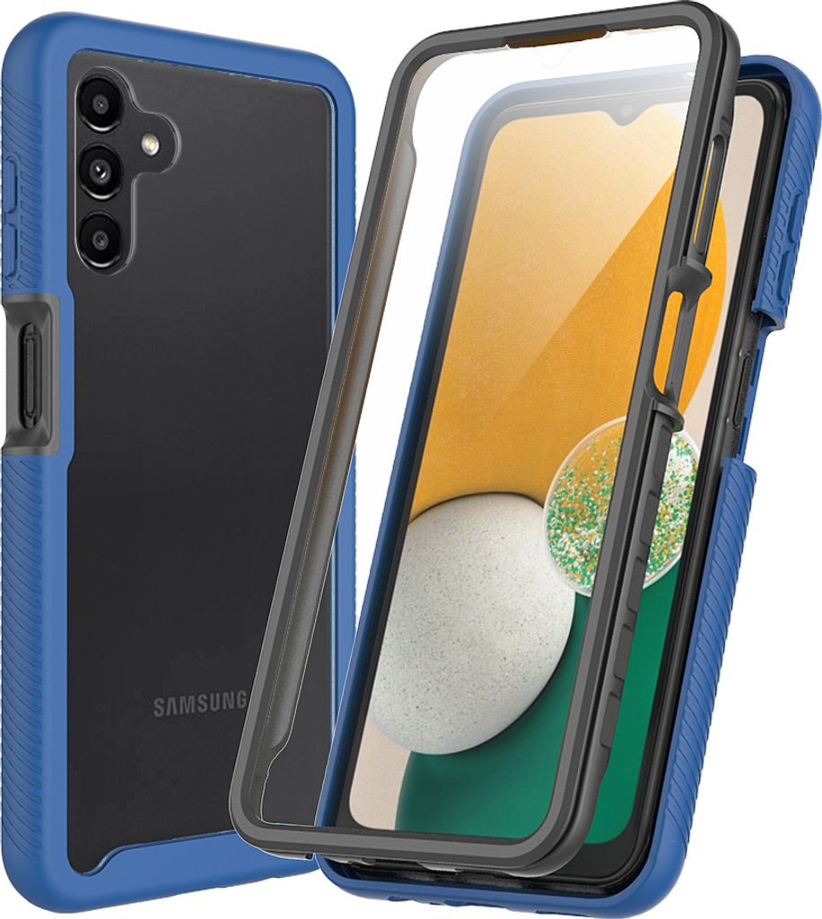 Galaxy A13 5G Hülle, TPU Bumper mit Eingebautem Displayschutz 360 Grad Komplettschutz Schutzhülle für Samsung Galaxy A13 5G Navy Blau
