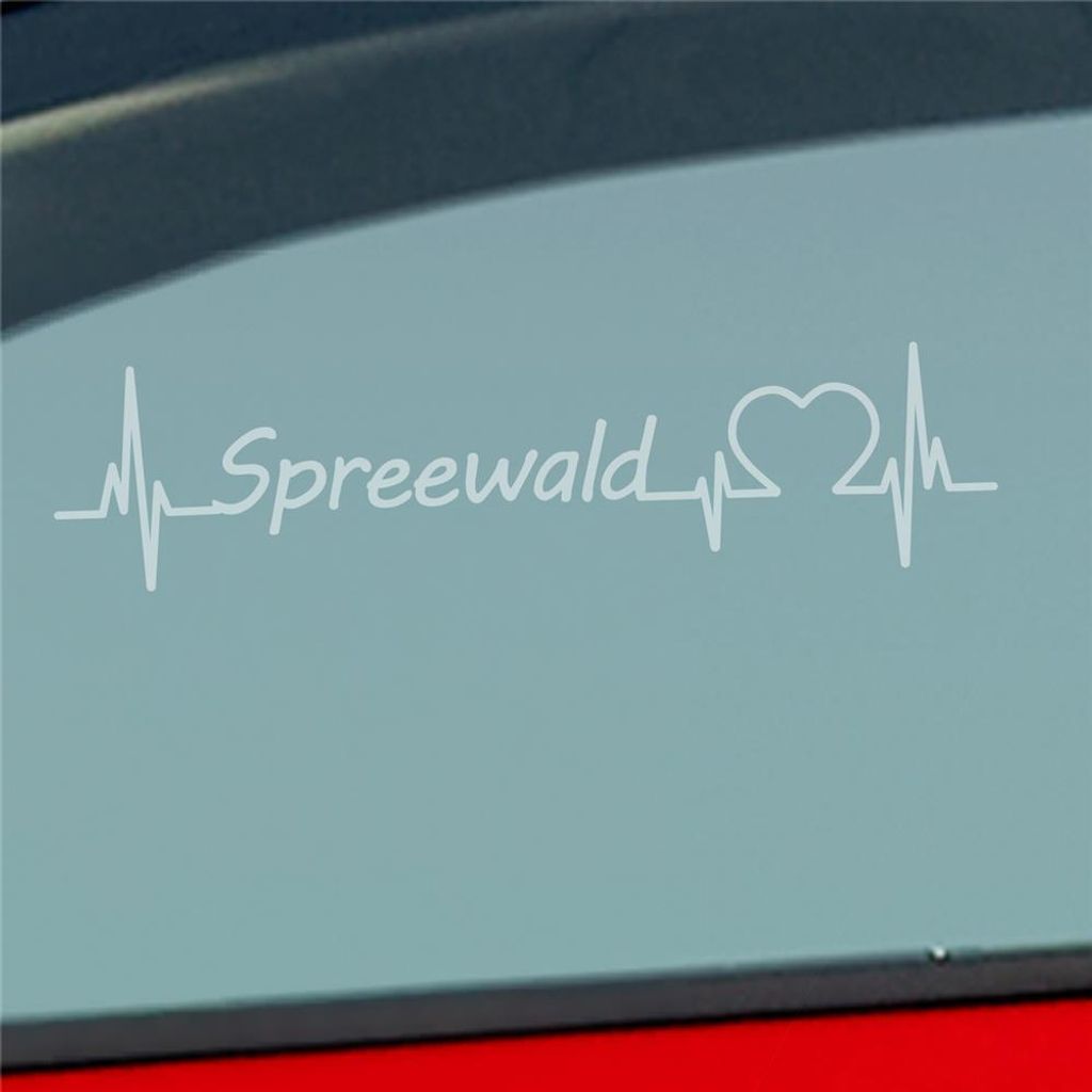 Auto Aufkleber Spreewald Puls Herzschlag mit Ferien Region Motiv 19x5 cm Milchglas Sticker Heckscheibenaufkleber