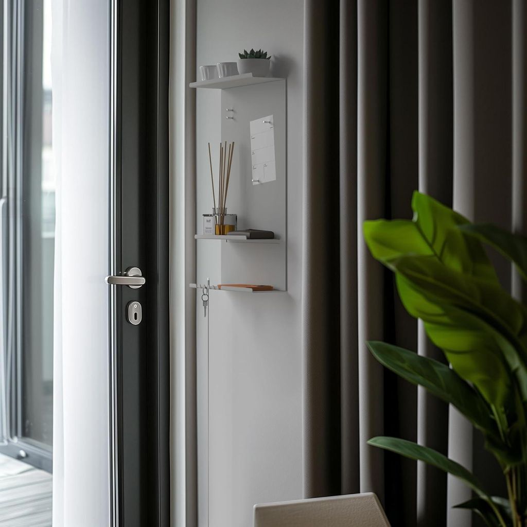 Wandorganisator mit magnetischem Bord - Schlüssel- und Notizhalter - Grau - Metall - 30 x 9 x 49 cm
