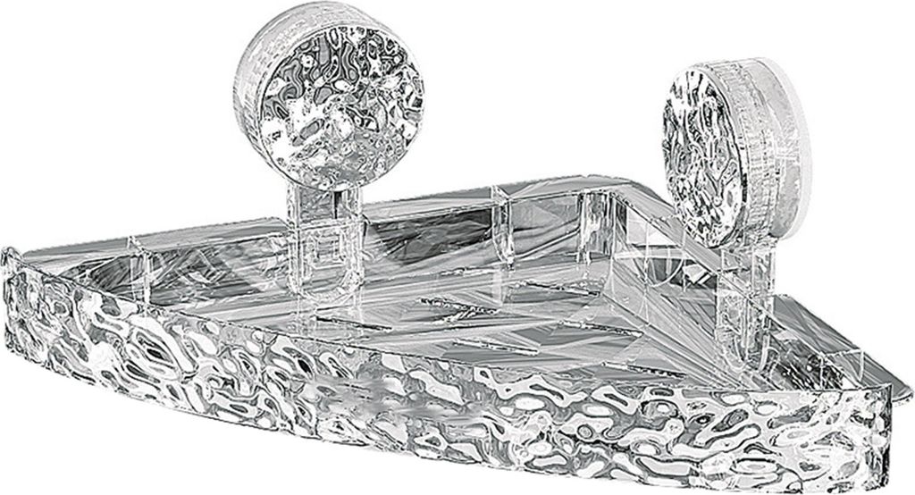 Eckregal für Badezimmer, transparent, dreieckig, dick, stanzfrei, rutschfest, starke Saugkraft, hohe Tragfähigkeit, Dusch-Aufbewahrungs-Organizer