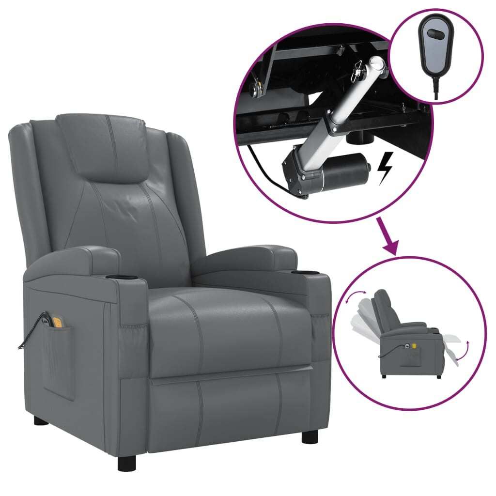 vidaXL Massagesessel Elektrisch Anthrazit Kunstleder Produktbild 