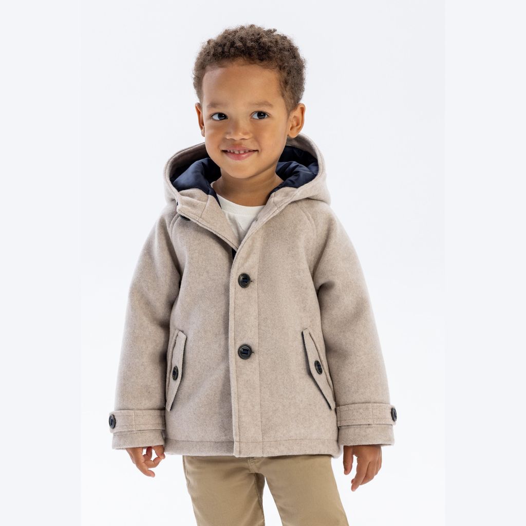 Minoti Jacke wattiert Kapuze Beige Gr. 122 für Jungen