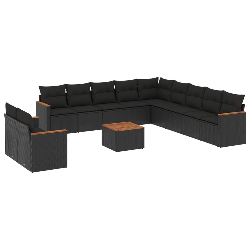 "im Sonderangebot" 12-tlg. Garten-Lounge-Set - elegantes Design - Sitzgruppe/Gartengarnitur - mit Kissen Schwarz Poly Rattan - Terassenmöbel DEMö...