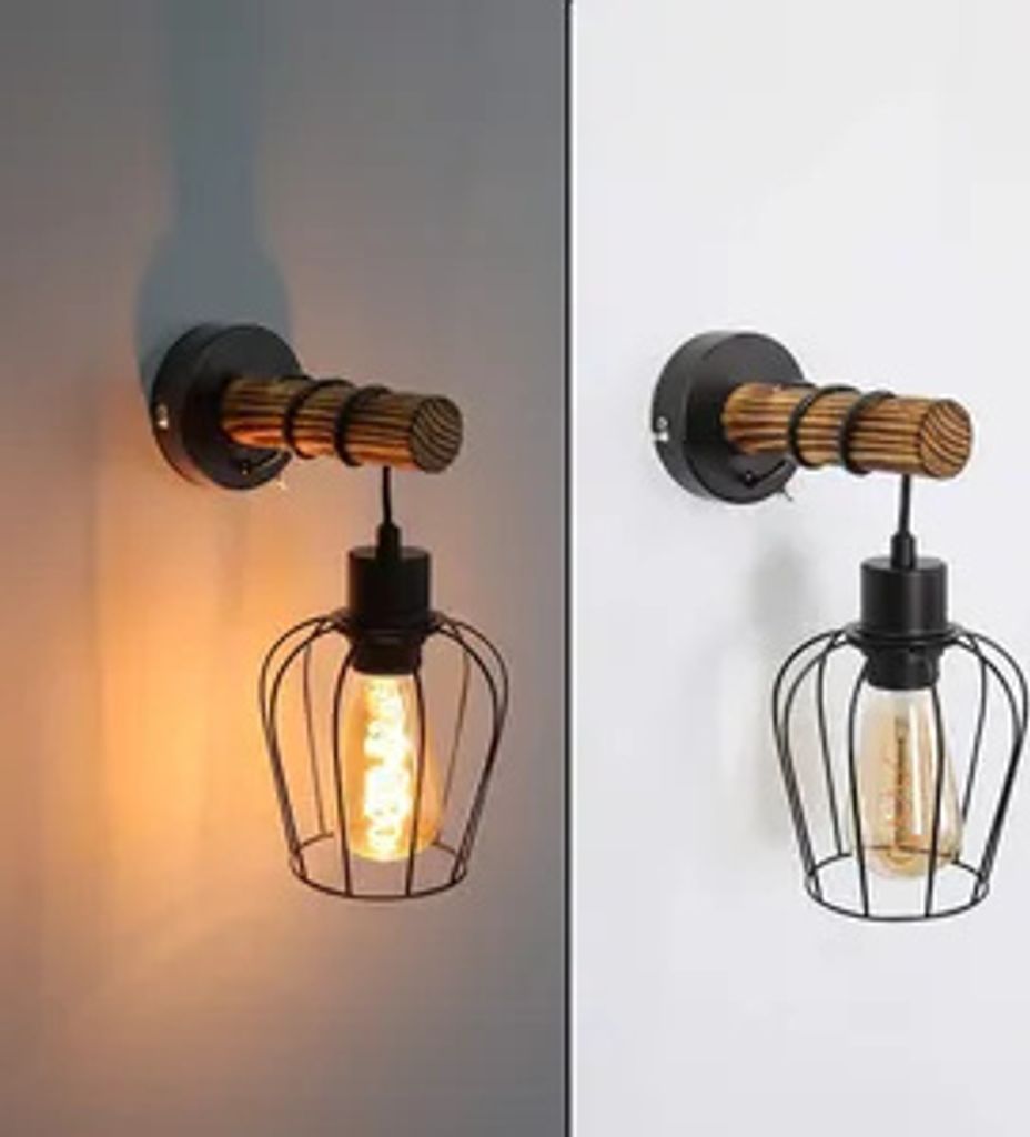 ZMH Wandleuchte Retro Holz Innen Wandlampe 1 Flammig Retro Produktbild 3
