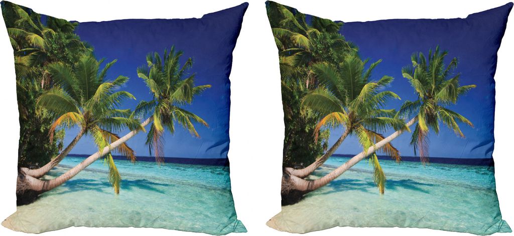ABAKUHAUS Ozean Kissenbezug Set (2Stück), Malediven Bay Resort, doppelseitiges Digitaldruckdekor mit Reißverschluss, 50 cm, Türkis Marineblau