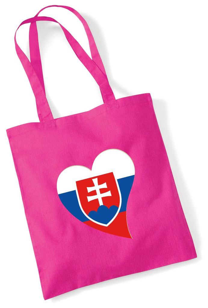 Huuraa Jutebeutel Slowakei Flagge Herz 10 Liter Fuchsia Baumwolle Tasche Geschenkidee