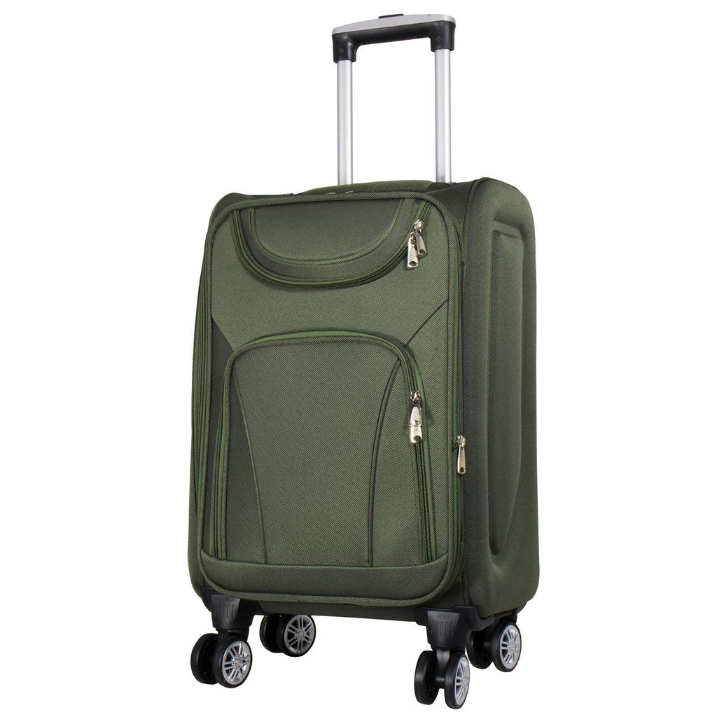 Nylon Handgepäck Reisekoffer Maribor grün Trolley 4 Rollen leicht Weichgepäck Größe S