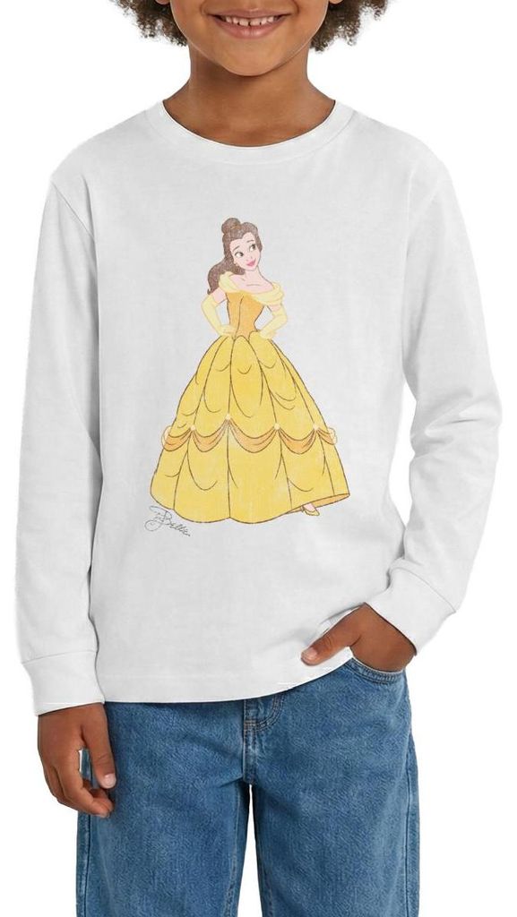 Belle Vintage Look Teenager Premium Langarmshirt, 158/164 (12 Jahre), Weiß