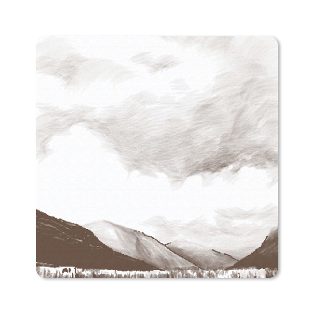 MuchoWow Mauspad Mousepad Air - Mountain - Schwarz - Weiß 20x20 cm - Mousepads - Maus Mat - Pad - Mausunterlage - Desk Mat - Bureauartikeln