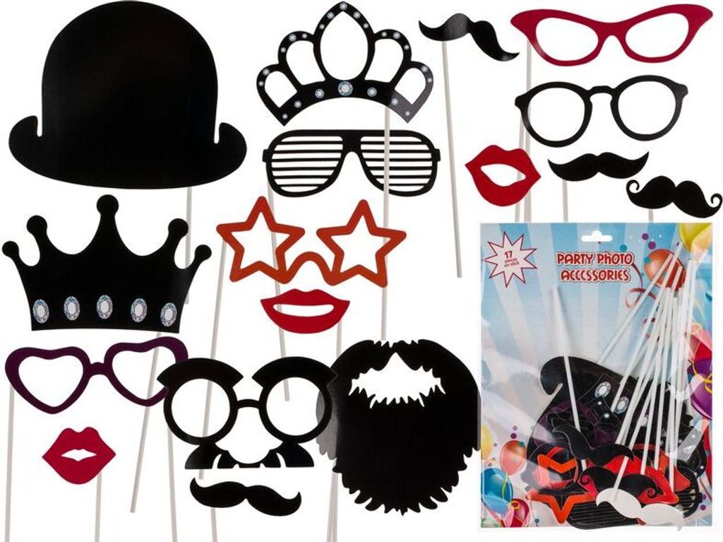 Party Foto Verkleidung Maske auf Stick Schnurrbart Kussmund Produktbild 