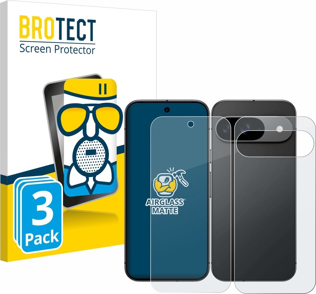 3x BROTECT Entspiegelungs Schutzglas für Google Pixel 9 (Display+Rückseite) Schutzfolie Panzer Folie Glas Display Schutz matt