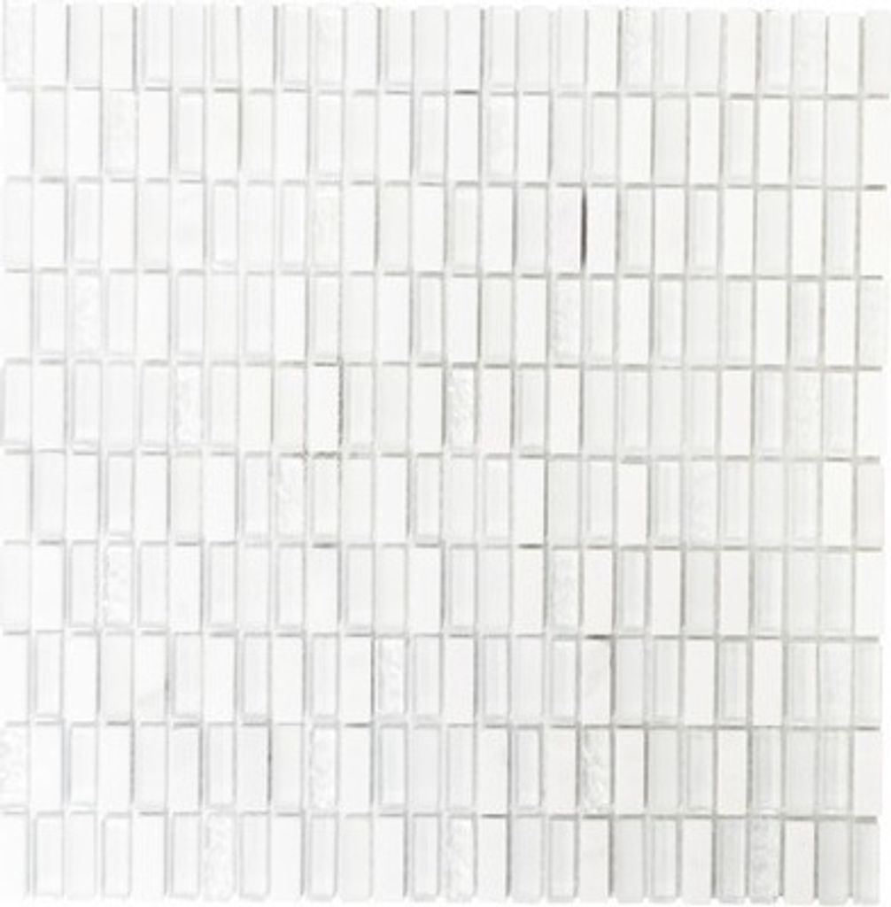 Glasmosaik mit Naturstein weiß 31,3x31,8 cm Produktbild 