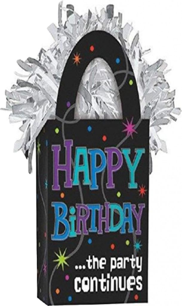 Amscan - Einkaufstasche - Ballongewicht "The Party Continues", Happy Birthday - Aluminium SG38448 (Einheitsgröße) (Bunt)