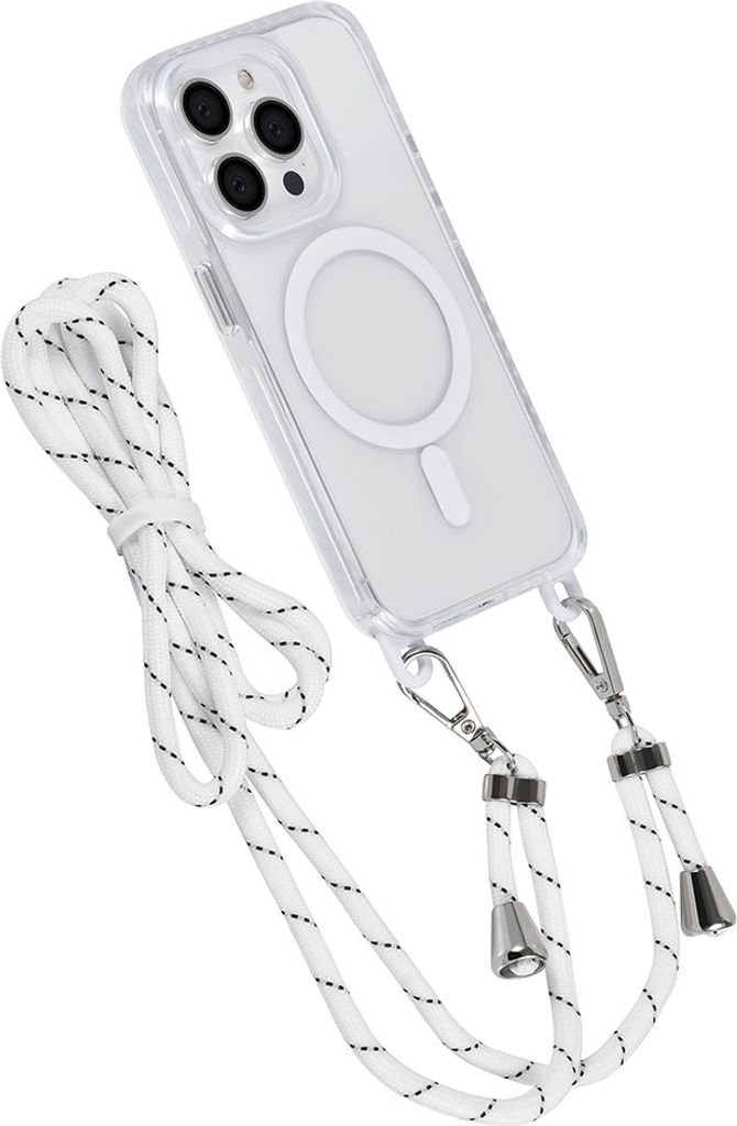 TUNIQ iPhone 15 Pro Back cover case - neck cord - magsafe - White