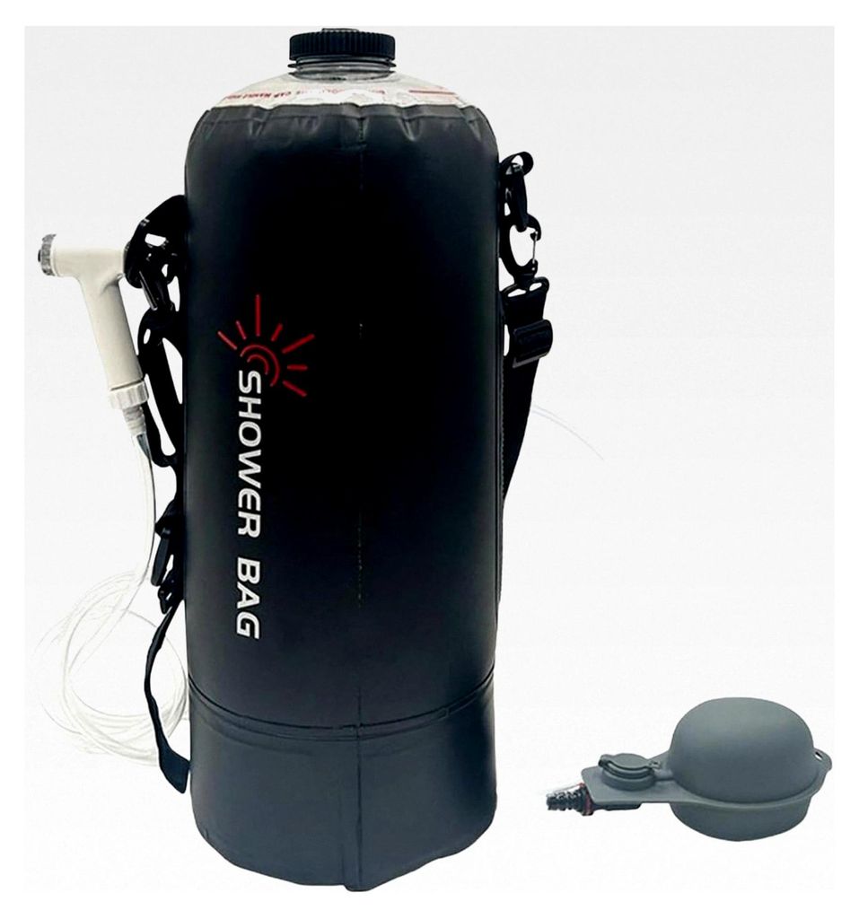 Faltbare, tragbare Campingdusche, 12 l, abnehmbarer Schlauch und umschaltbarer Duschkopf, leichtes und langlebiges Design, einfach aufzubauen, Badz...