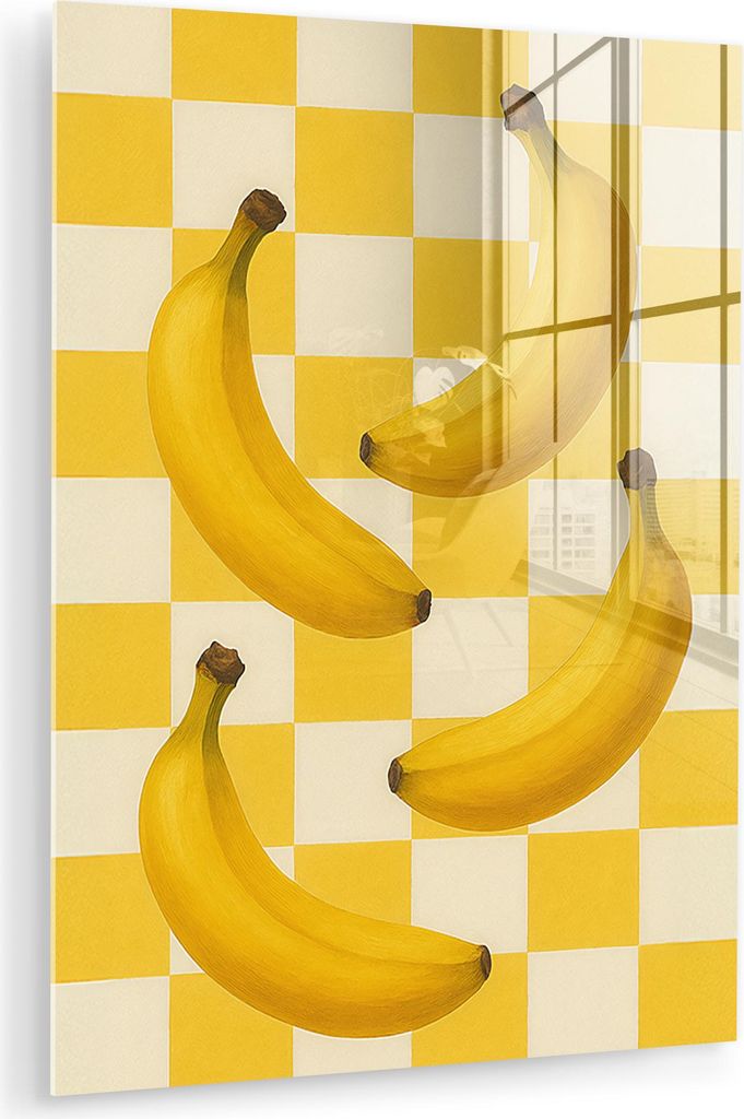 MuchoWow Glasbilder - Bilder auf Wandbild - Foto auf Glas Bananen - Gelb - Gesperrt 30x40 cm Wanddekoration aus Glas - Acrylglasbild - Acrylbilder ...