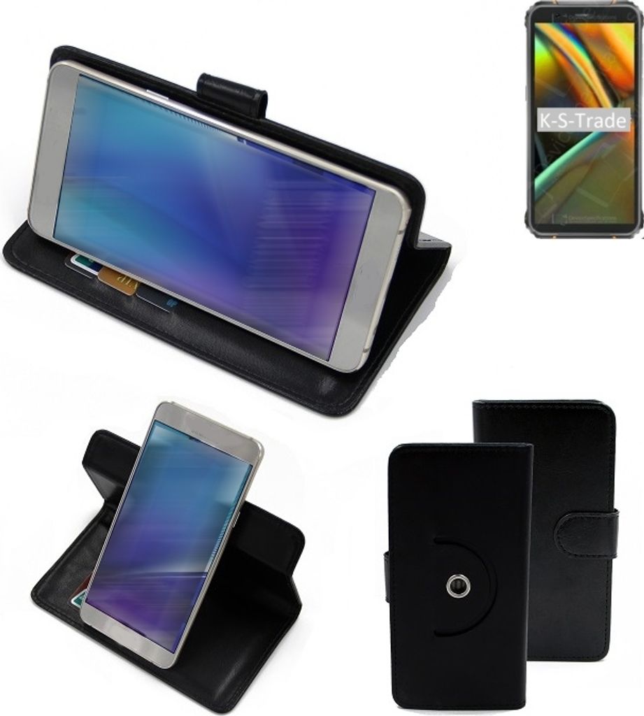 K-S-Trade Case Schutzhülle Handyhülle kompatibel mit Blackview BV5100 Flipcase Smartphone Cover Handy Schutz Tasche Klapphülle Walletcase schwarz