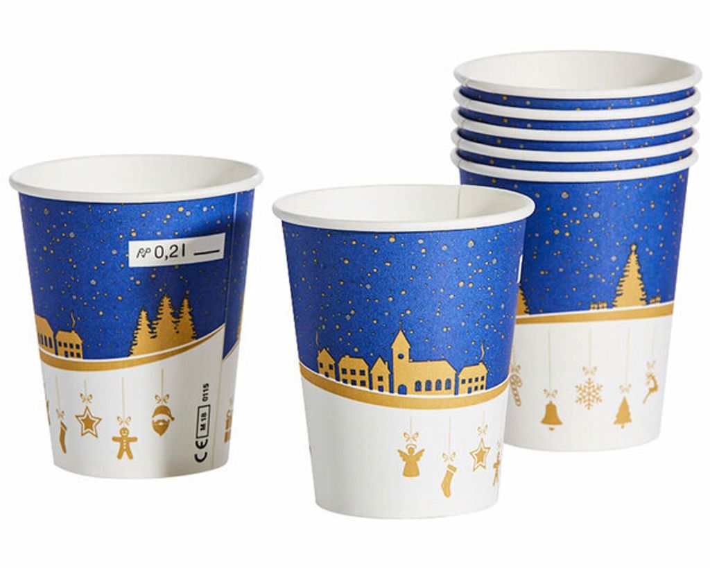 75x Heißgetränkebecher Winterlandschaft Pappe mit Produktbild 