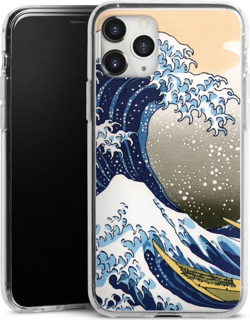 DeinDesign Handyhülle für Apple iPhone 11 Pro Max Silikon Hülle Case Smartphone Schutzhülle Katsushika Hokusai Kunst Die große Welle vor Kanagawa