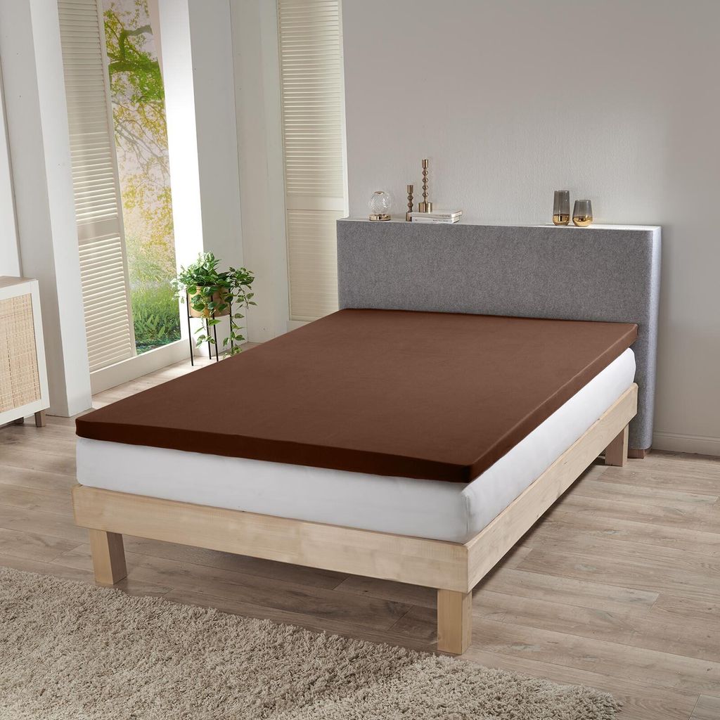 Bettwaren-Shop Jersey-Elasthan Topper Spannbettlaken Multi-Stretch 180x200 - 200x220 cm braun