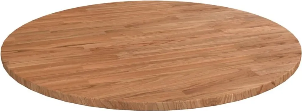 Piano Tavolo Rotondo Rovere Antico Marrone 80cm | Legno Massello Vero - 1