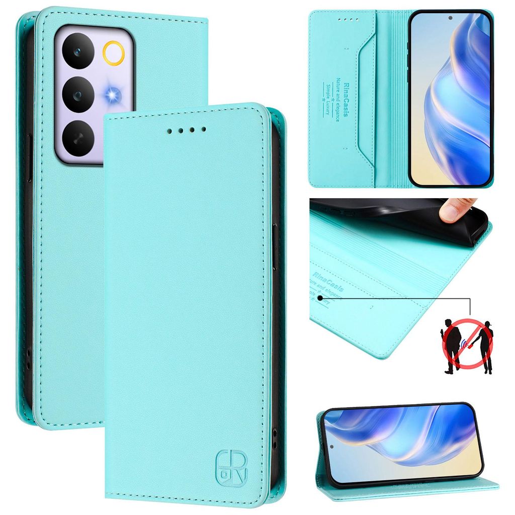 Lederhülle für Realme C85 Hülle Flip Brieftasche Kartenfächern Ständer Schutzhülle Türkis