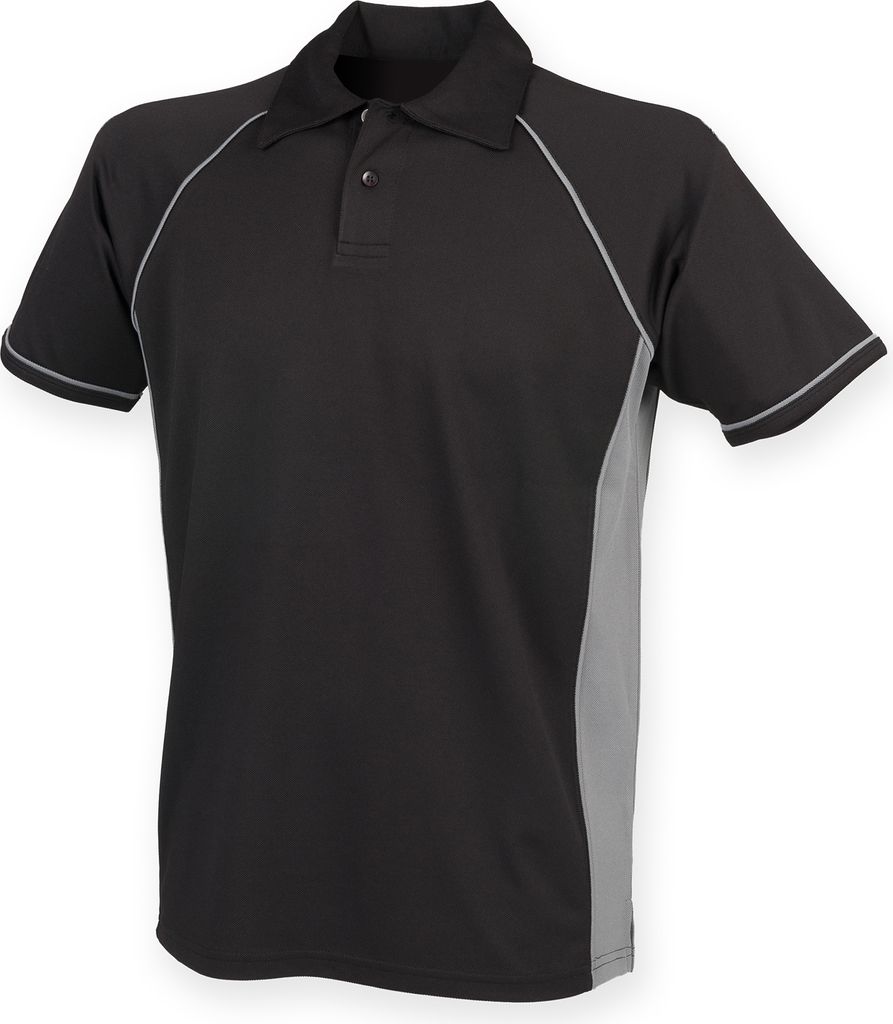 Finden & Hales Herren Sport Polo-Shirt, Kurzarm RW427 (XL) (Schwarz/Gunmetal Grau)