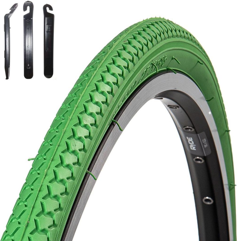 1 x Roverstone Fahrradreifen Grün 37-630 (27 x 1 3/8) inkl. Reifenheber