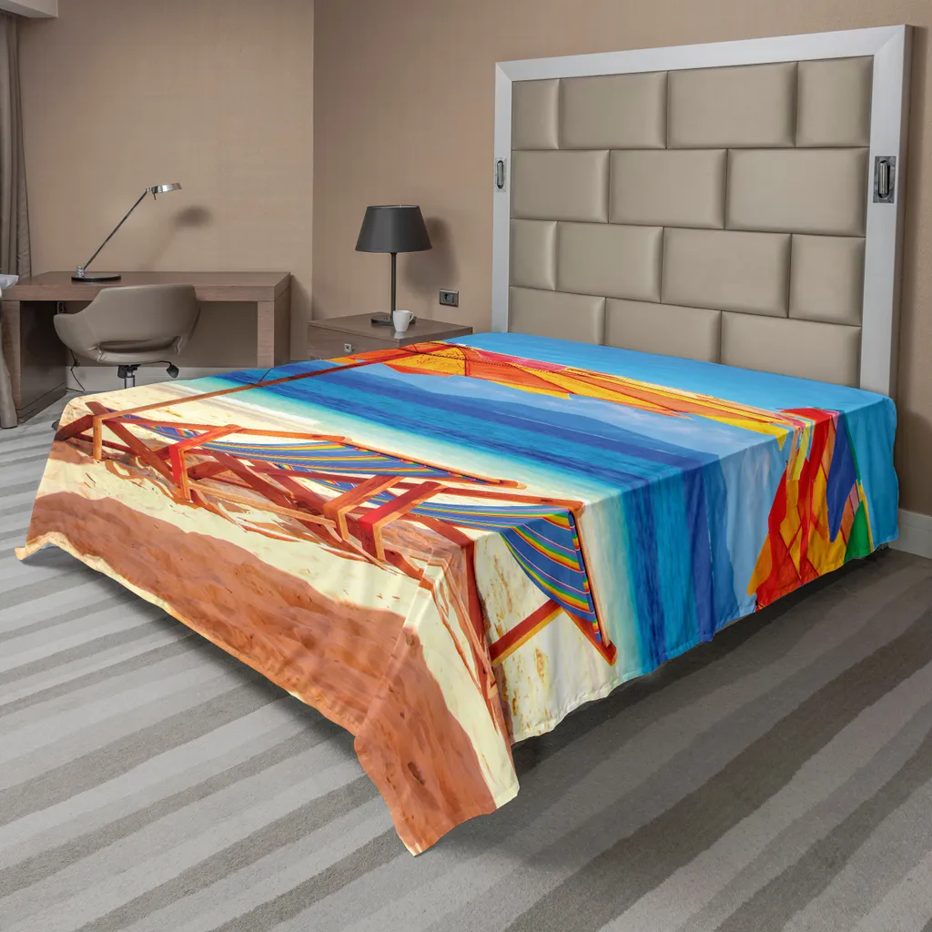 Drap de Lit Grande Taille Anti-Pli Motif Mer pour Chambre Lumineuse