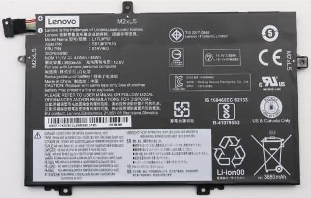 Akku für Lenovo L17M3P53 Li-Pol 11,1 Volt 4120 mAh schwarz