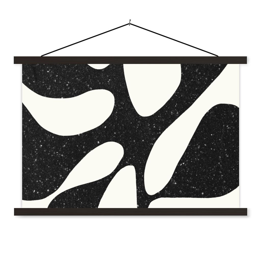 MuchoWow Textilposter Pflanze - Schwarz - Minimalismus 60x40 cm mit schwarzem Rahmen - Hölzernes