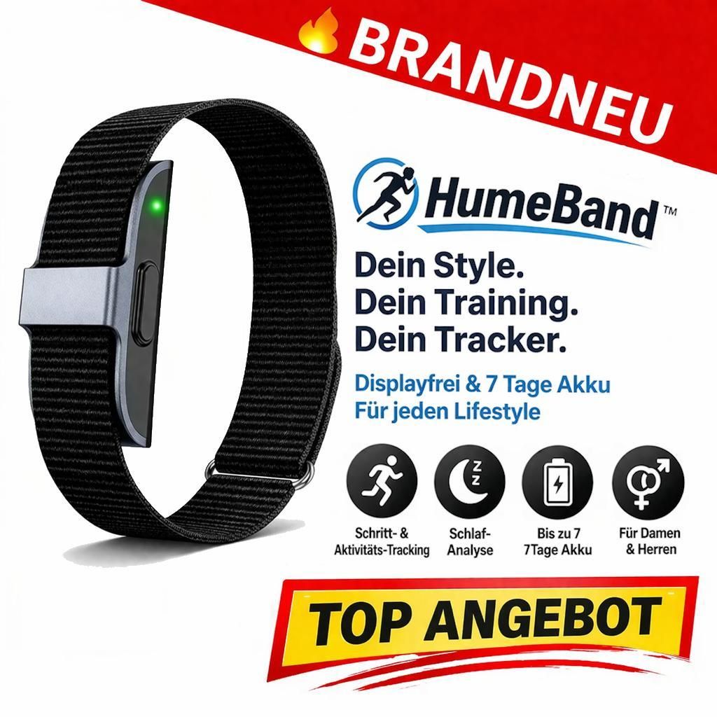 HumeBand Fitness Tracker ohne Display Smartband Smartwatch für Damen & Herren: Schwarz