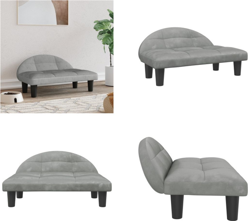 vidaXL Hundebett Hellgrau 70x52x30 cm Samt - Hundebett - Hundebetten - Hundesofa - Haustiersofa