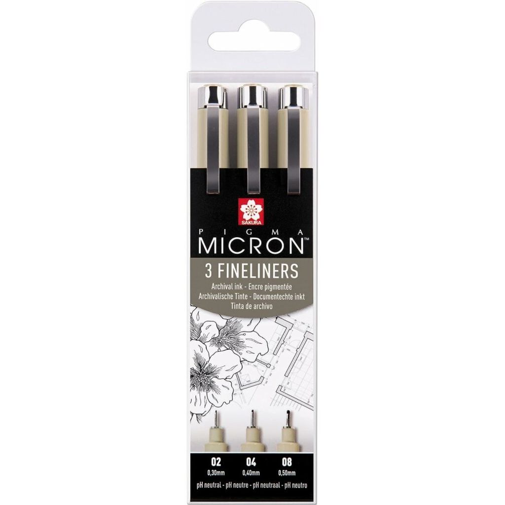 SAKURA POXSDK3 Fineliner PIGMA MICRON caso di 3 nero(S-T) Immagine del prodotto 